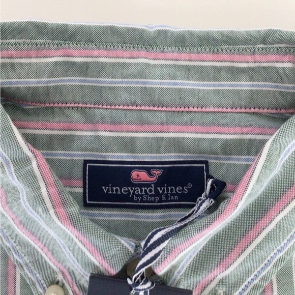 Vineyard Vines Stripe Oxford-Whale Logo Long Sleeve Shirt-NWT - Picture 7 of 10